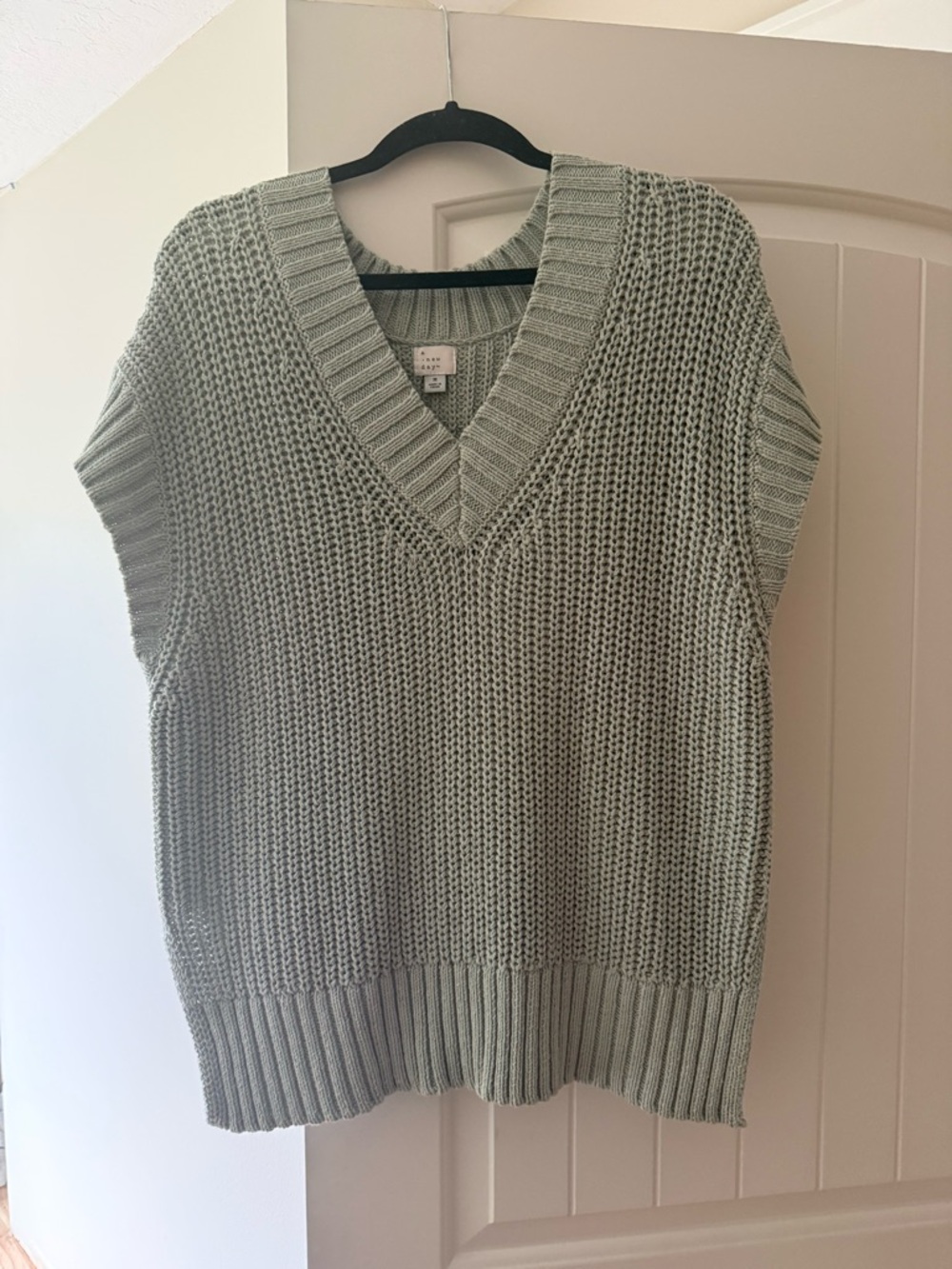 a new day Sage Green Ribbed V-Neck Sweater Vest